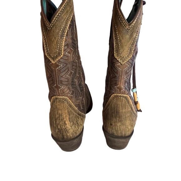 Durango Crush Driftwood Brown Leather Western Boots Lace-up Beaded Ties Size 8 - Picture 10 of 15